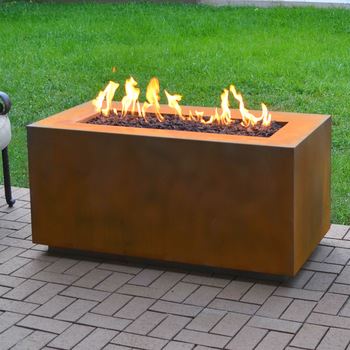 Corten Gas Firepit With Glass