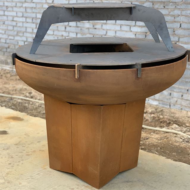 Outdoor Used Garden Corten Steel BBQ Grill With Fire Pit